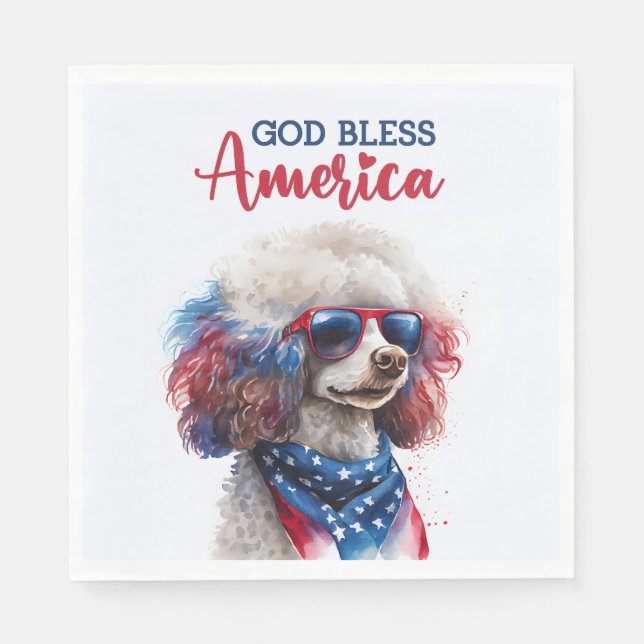 Patriotic Dog-Poodle Serviette (Vorderseite)