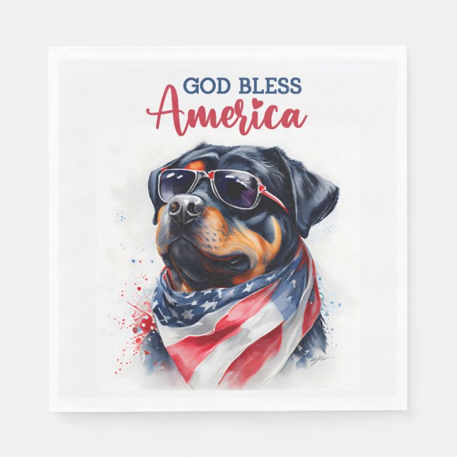 Patriotic Dog-Rottweiler Serviette (Vorderseite)