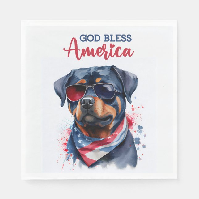 Patriotic Dog-Rottweiler Serviette (Vorderseite)