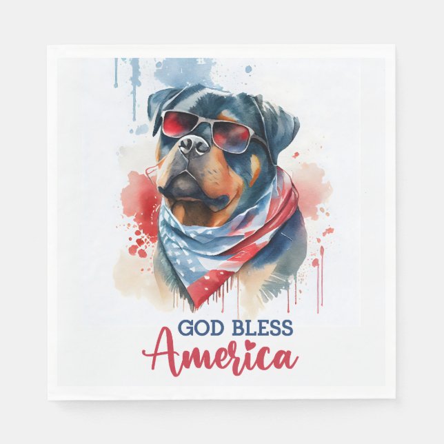 Patriotic Dog-Rottweiler Serviette (Vorderseite)