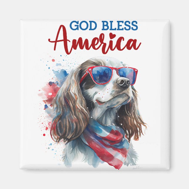Patriotic Dog-Spaniel Magnet (Vorne)