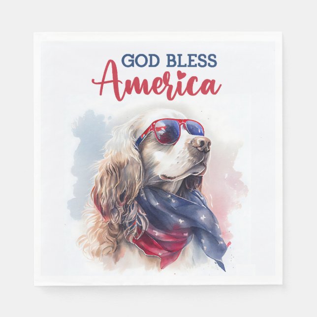 Patriotic Dog-Spaniel Serviette (Vorderseite)
