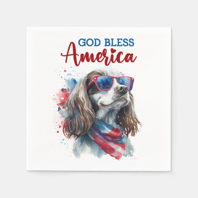 Patriotic Dog-Spaniel Serviette (Vorderseite)