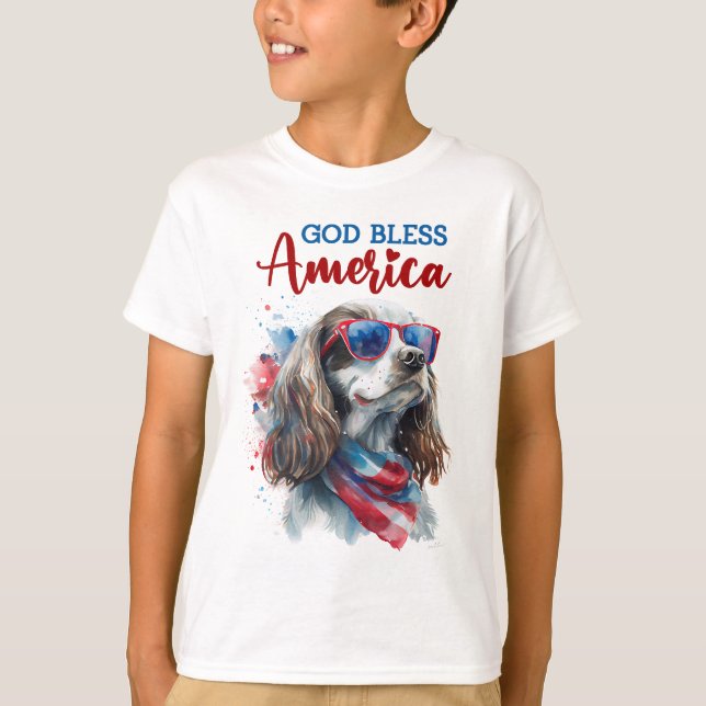 Patriotic Dog-Spaniel T-Shirt (Vorderseite)