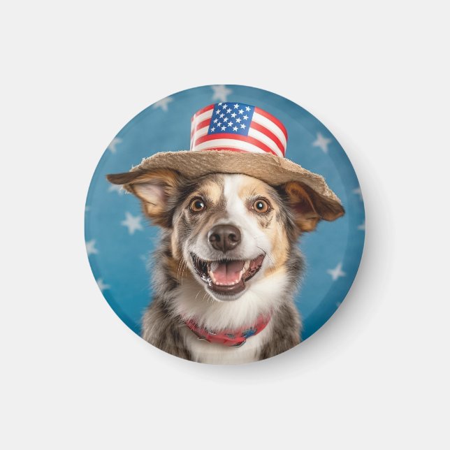 Patriotic Dog USA Election Magnet (Vorne)