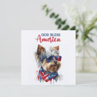 Patriotic Dog-Yorkie 4. Juli Card