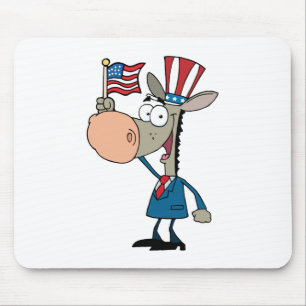 Patriotic Donkey winkt eine amerikanische Flagge Mousepad