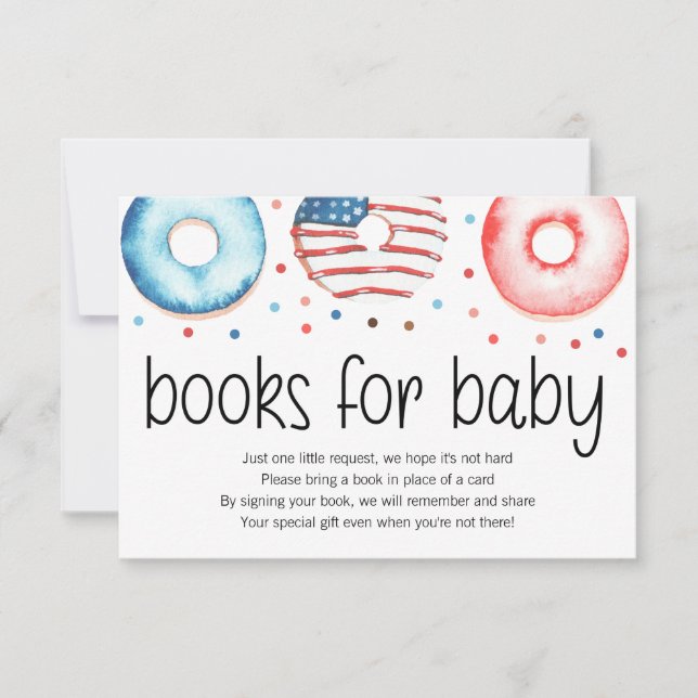 Patriotic Donut Baby Sprinkle Books for Baby Card Dankeskarte (Vorderseite)