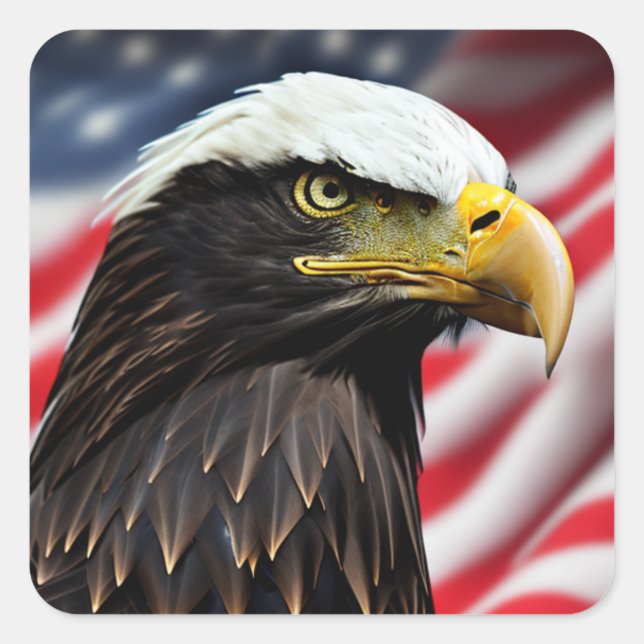 Patriotic/Eagle/American/USA Quadratischer Aufkleber (Vorderseite)