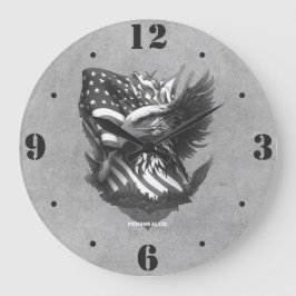 Patriotic Eagle Appreciation Military Veterans  Große Wanduhr