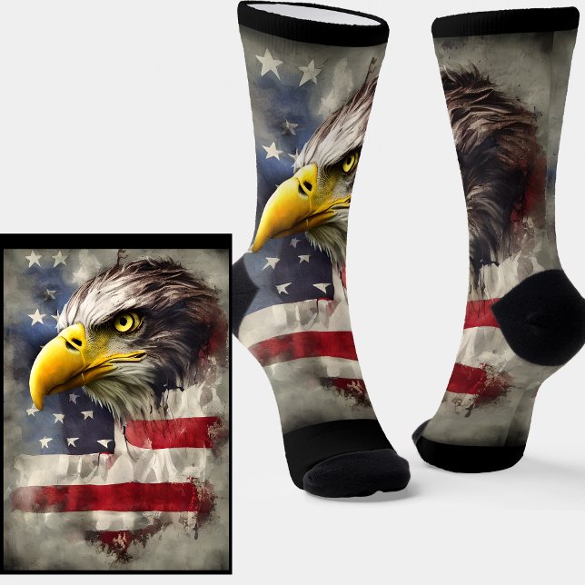 Patriotic Eagle auf US Flag Stars Stripes Socks Socken (Von Creator hochgeladen)