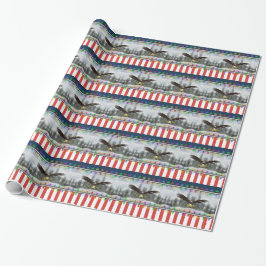 Patriotic Eagle Christmas Lights Wrapping Paper Geschenkpapier