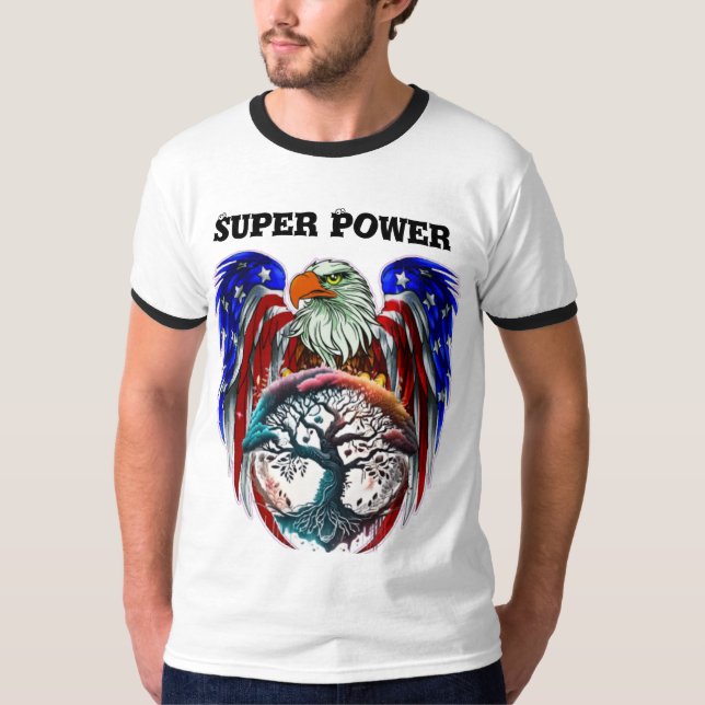 Patriotic Eagle Emblem T - Shirt mit amerikanische (Vorderseite)