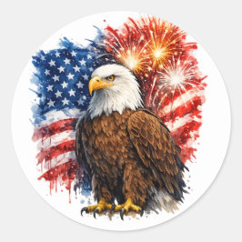 Patriotic Eagle Fireworks  Runder Aufkleber
