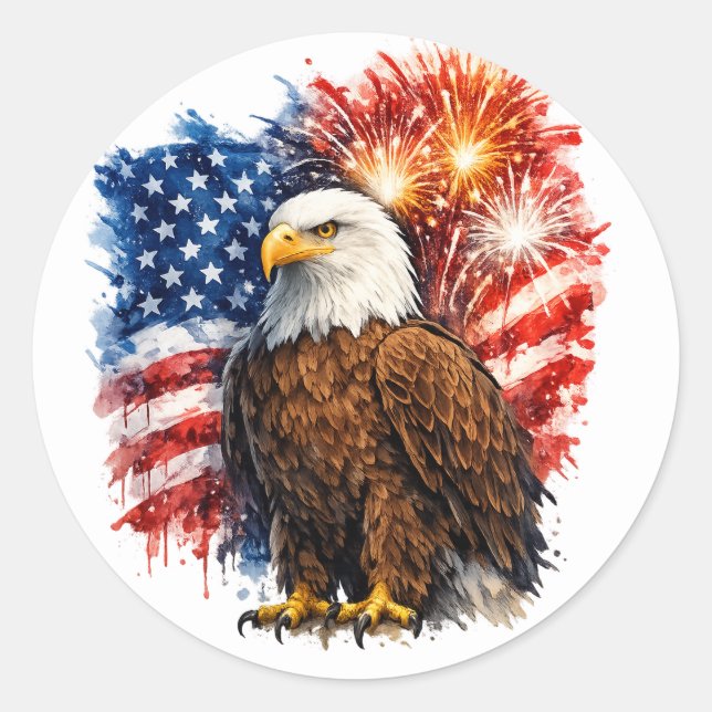 Patriotic Eagle Fireworks  Runder Aufkleber (Vorderseite)