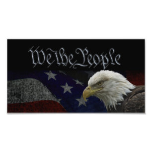 Patriotic Eagle & Flag Fotodruck