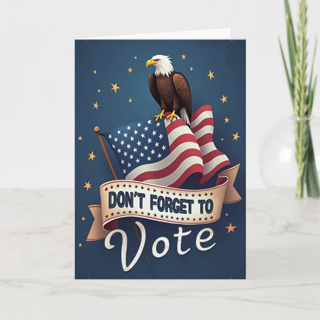 Patriotic Eagle Flag Vote Reminder Karte (Vorderseite)