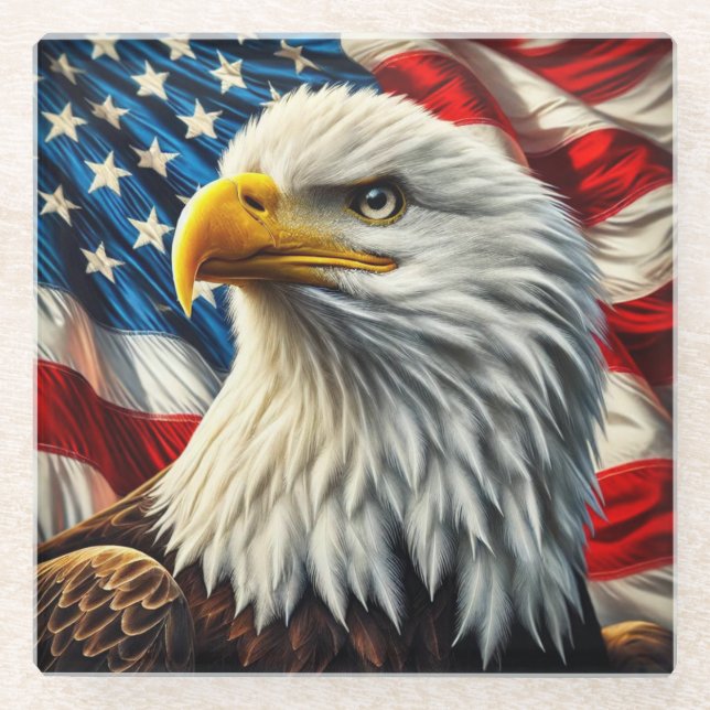 Patriotic Eagle Glass Untersetzer (Vorderseite)