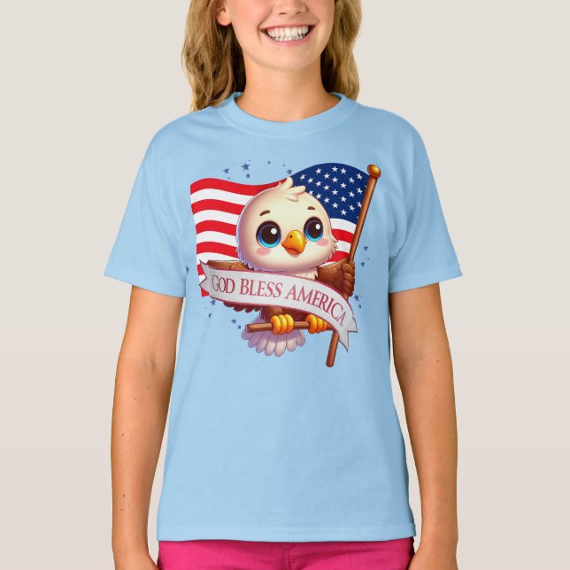 Patriotic Eagle GOD BLESS AMERICA Fahne, USA 🦅 🇺 T-Shirt (Vorderseite)