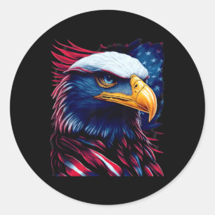 Patriotic Eagle Head - 4. Juli Independence Da Runder Aufkleber