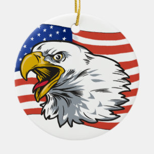 Patriotic Eagle Keramik Ornament