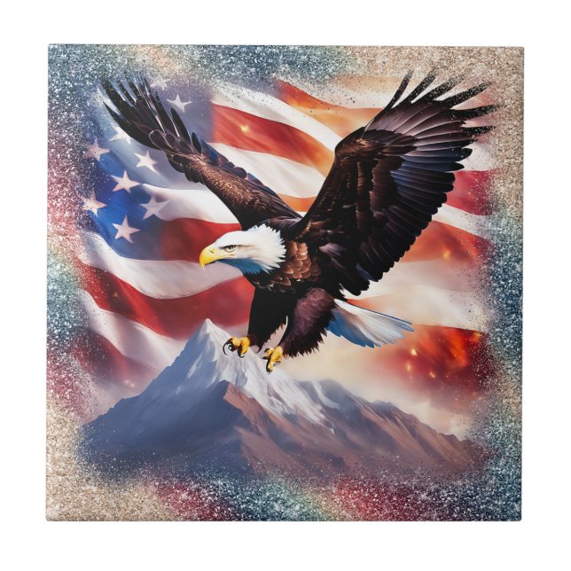 Patriotic Eagle Keramik Tile Fliese (Vorderseite)