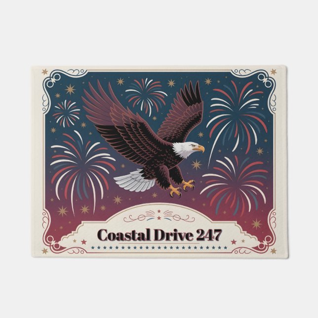 Patriotic Eagle Personalized Address Number Custom Fußmatte (Vorderseite)