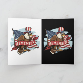 Patriotic Eagle "Remember" American Flag Design Karte