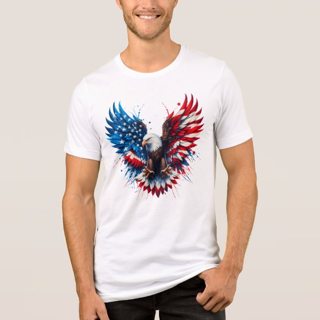 Patriotic Eagle T-Shirt – American Flag Wings Art  Tri-Blend Shirt (Vorderseite)