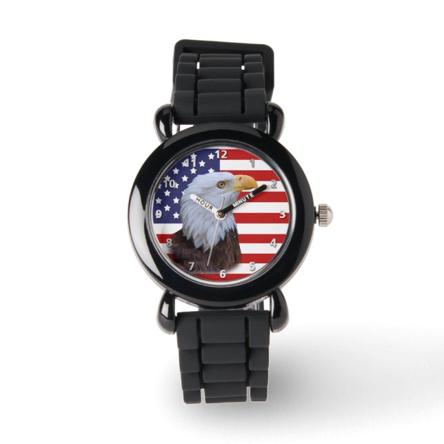Patriotic Eagle und US-Flagge Armbanduhr (Vorderseite)