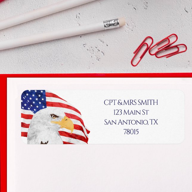 Patriotic Eagle US-Flaggenadresse (Patriotic Flag Return Address Label Sticker)