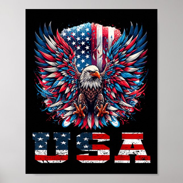 Patriotic Eagle Usa Flag Design Graphic Poster (Vorne)