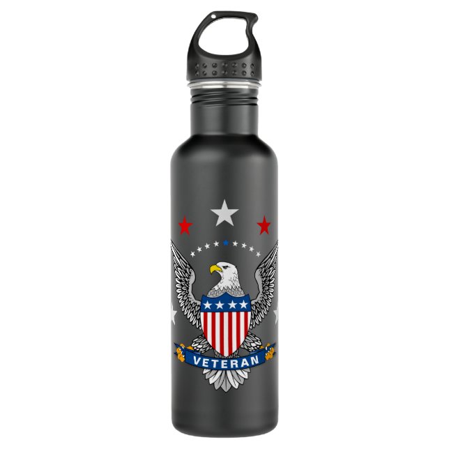 Patriotic Eagle Veteran Edelstahlflasche (Vorderseite)