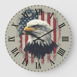 Patriotic Eagle Wall Clock USA Decor Große Wanduhr