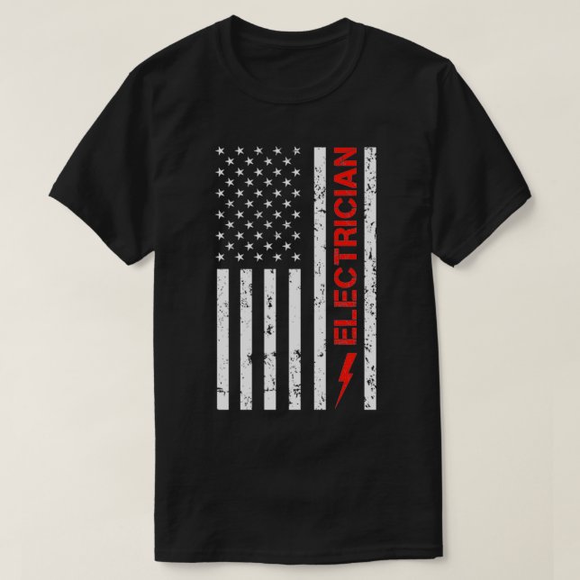 Patriotic Electrical American USA Flag Funny Line T-Shirt (Design vorne)