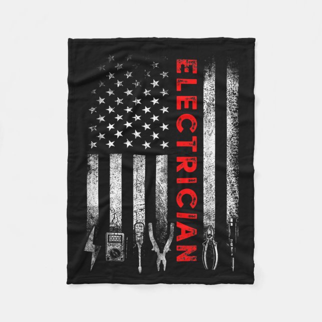 Patriotic Electrician American Flag Fathers Day  Fleecedecke (Vorderseite)