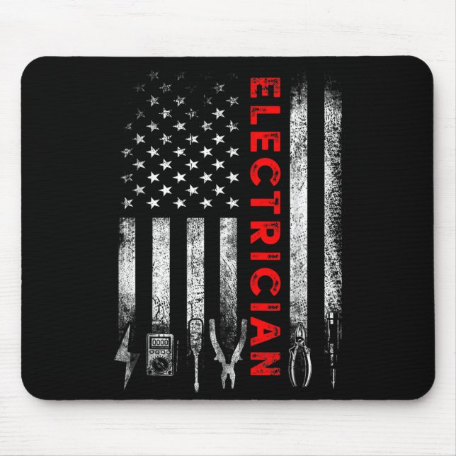 Patriotic Electrician American Flag Fathers Day  Mousepad (Vorne)