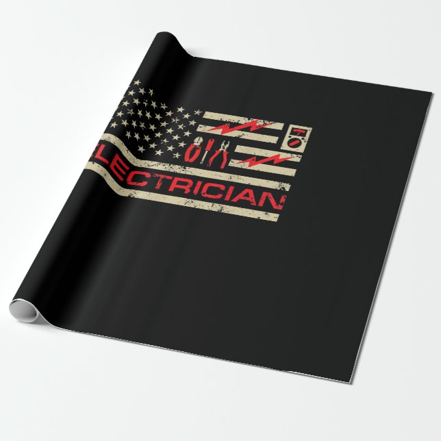 Patriotic Electrician American Flag Weihnachtsfeie Geschenkpapier (Ungerollt)