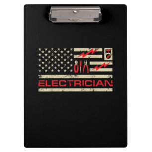 Patriotic Electrician American Flag Weihnachtsfeie Klemmbrett