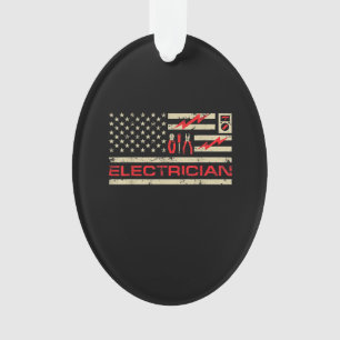 Patriotic Electrician American Flag Weihnachtsfeie Ornament