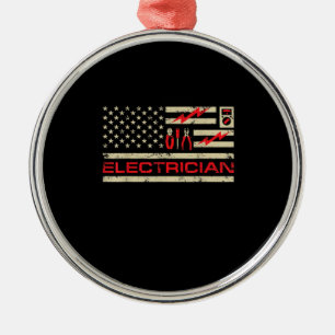 Patriotic Electrician American Flag Weihnachtsfeie Ornament Aus Metall