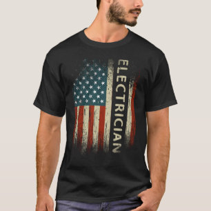 Patriotic Electrician Gift American USA Flag T-Shirt