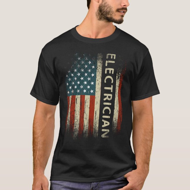 Patriotic Electrician Gift American USA Flag T-Shirt (Vorderseite)