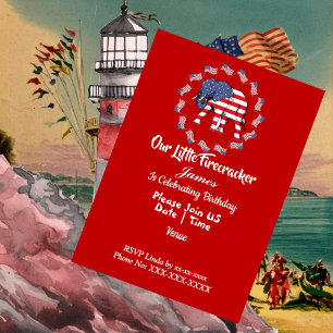 Patriotic Elephant American Flag Geburtstag Junge Einladung