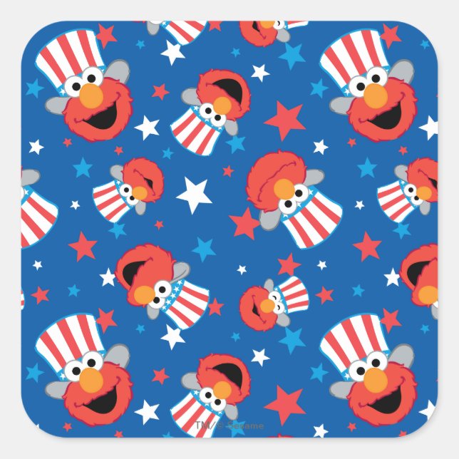 Patriotic Elmo Pattern Quadratischer Aufkleber (Vorderseite)