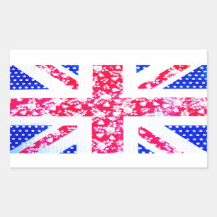 Patriotic England Girly Union Jack British Flag Rechteckiger Aufkleber