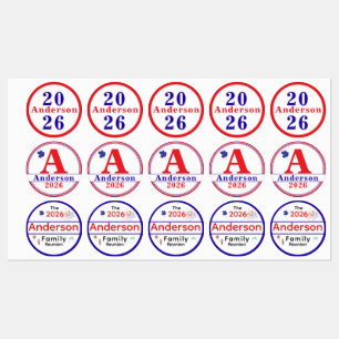 Patriotic Family Wiedersehen Stickers Etiketten