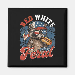 Patriotic Feral Raccoon Illustration für den 4. Ju Magnet