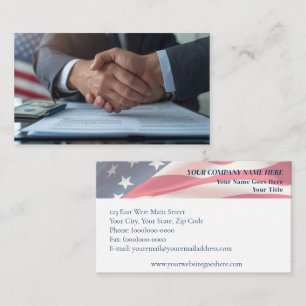 Patriotic Finance & Insurance Handshake Visitenkarte
