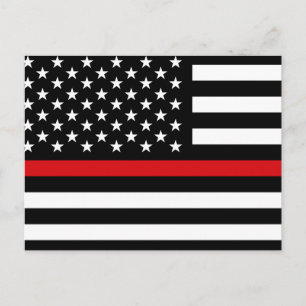 Patriotic Firefighter Style American Flag Postkarte
